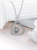 wholesale 925 Sterling Silver Heart Skeletons Pendant Necklace Gothic s for Women-0-2
