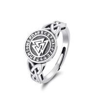 wholesale 925 Sterling Silver Valknut Rune Circle Viking Rings Wholesale With Knot Design-Viking Ring(Runen 3）