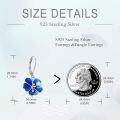 wholesale 925 Sterling Silver Blue Enamel Hibiscus Flower Drop Earrings-0-4