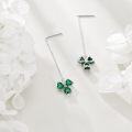 wholesale 925 Sterling Silver Green Crystal Shamrock Drop Earrings Irish St Patrick's Day s for Her-0-4