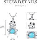wholesale 925 Sterling Silver Blue Opal & Green Turquoise Pendant Frog Necklace-0-4