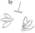 wholesale 925 Sterling Silver Minimalist Lotus Leaf Stud Earrings for Women Girls Gift Ideas-0-4
