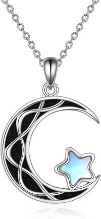 wholesale 925 Sterling Silver Moon Star Pendant Necklace Celestial Jewelry for Women Girls Gifts-Moon Star