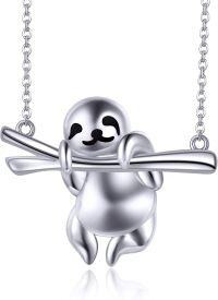 wholesale 925 Sterling Silver Adorable Sloth Pendant Necklace - Unique Gifts for Women & Kids-Sloth