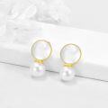 wholesale 925 Sterling Silver & 18K Gold Plated Pearl Circle Stud Earrings for Women s-0-1