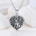 wholesale 925 Sterling Silver Angelic Tiger & Butterfly Heart Pendant Cremation Jewelry Keepsake Urn Necklace with Chain and Funnel Set-0-1