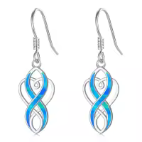 wholesale 925 Sterling Silver White Opal Celtic Knot Drop Earrings Irish s for Women-Opal-2
