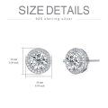 wholesale 925 Sterling Silver Elegant Round Zircon Halo Stud Earrings Set-0-4