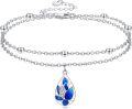 wholesale 925 Sterling Silver Blue Lotus Flower Enamel Drop Anklet for Women-0-0
