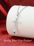 wholesale TOUPOP Cross Necklace 925 Sterling Silver Cross Pendant Necklace Classic Faith Jewelry Christian Pendant Necklace For Women Men -0-2