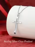 TOUPOP 925 Sterling Silver Cross Pendant Necklace Classic Faith Jewelry For Women Men-0-2