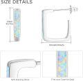 wholesale 925 Sterling Silver 925 White Blue Orange Opal Square Hoop Earrings for Women-0-5