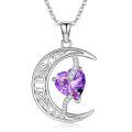 TOUPOP Sterling Silver Moon And Star Birthstone Necklace Celtic Jewelry Gifts-0-0