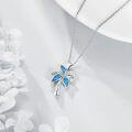 wholesale 925 Sterling Silver Blue Opal Palm Tree Pendant Necklace - Tropical Hawaii Beach Jewelry-0-3