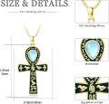 wholesale 925 Sterling Silver Ankh Necklace with Moonstone and Turquoise Agate Egyptian Cross Pendant-0-1