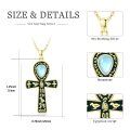 wholesale 925 Sterling Silver Ankh Necklace with Moonstone and Turquoise Agate Egyptian Cross Pendant-0-1