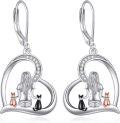 wholesale 925 Sterling Silver Cat Earrings Dangle Drop Leverback s for Women-0-0