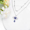 wholesale 925 Sterling Silver Evil Eye Teardrop Pendant Layered Chain Necklaces for Women Gifts-0-2