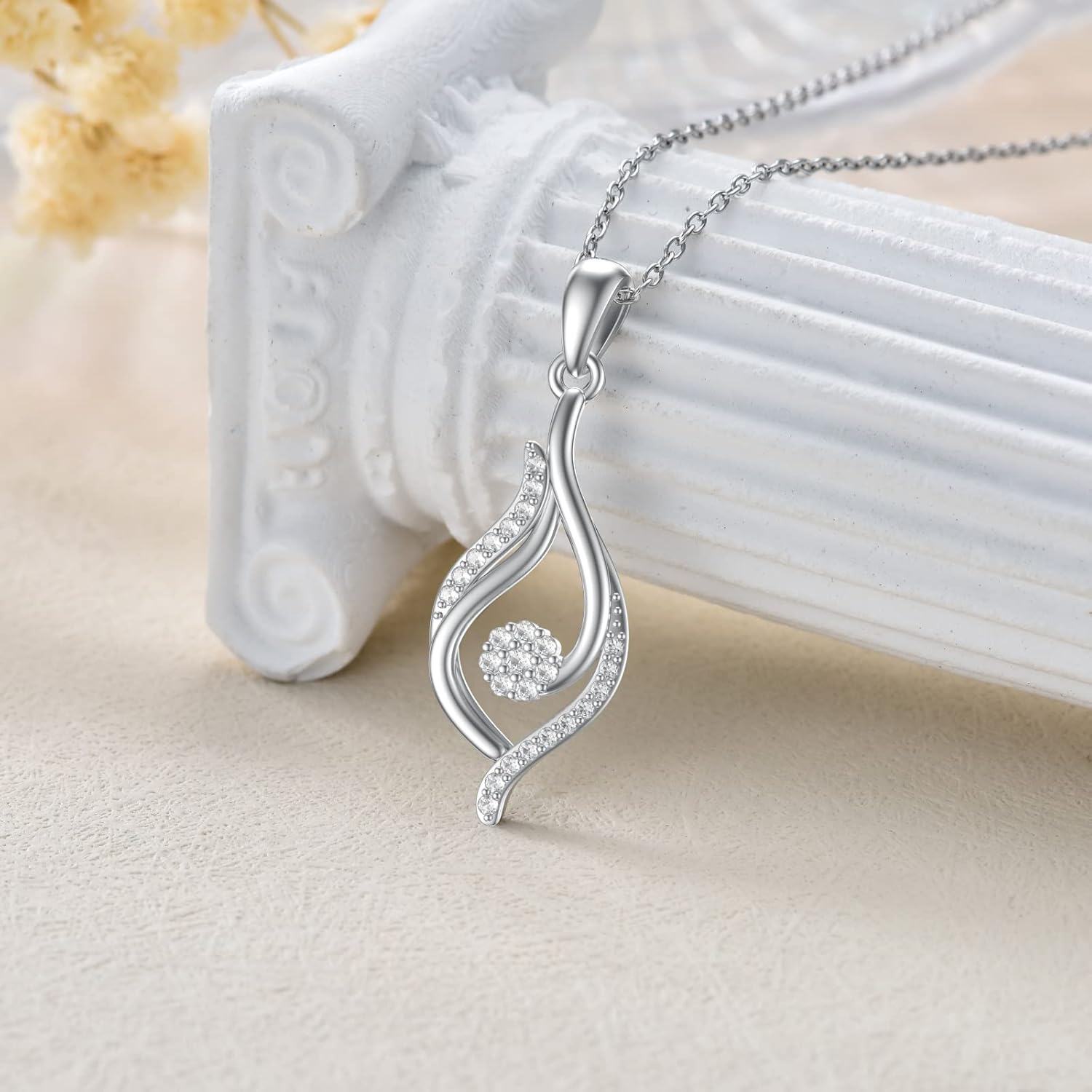 Sterling Silver Natural Diamond Infinity Pendant Necklace 1 10 CTW 18+2 Inch Mother s Day Gift-0-3