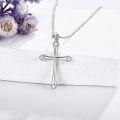 wholesale 925 Sterling Silver Cubic Zirconia Cross Pendant Necklaces for Women and Girls s 45cm Chain Length-0-1