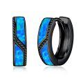 wholesale 925 Sterling Silver Hoop Earrings Wholesale With Blue Inlay Design For Women-0-0