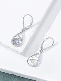 wholesale 925 Sterling Silver Dolphin Teardrop Blue Crystal Drop Earrings Ocean Life Jewelry for Women-0-2