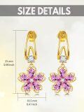 wholesale Gold 925 Sterling Silver Pink CZ Flower Stud Earrings - Trendy Jewelry for Women's Anniversaries & Birthdays-0-4