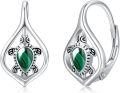wholesale 925 Sterling Silver Malachite Turtle Leverback Hoop Earrings - Boho Beach s for Women-0-0