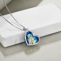 wholesale 925 Sterling Silver Blue Crystal Heart Pendant Necklace for Women - Always My Sister Forever My Friend-0-4