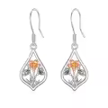 TOUPOP Sterling Silver Stone Flower Dangle Drop Leverback Earrings-0-0