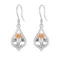 TOUPOP Sterling Silver Stone Flower Dangle Drop Leverback Earrings-0-0
