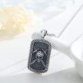 wholesale 925 Sterling Silver Blackened Gothic Skull Crossed Axes Pendant Necklace for Men Women Halloween s-0-4