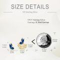 wholesale 925 Sterling Silver Blue Enamel Butterfly Flower Stud Earrings for Women Girls Hypoallergenic  6x8mm-0-1