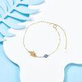 wholesale 14K Gold Hamsa Hand & Evil Eye Charm Bracelet for Women - Good Luck and Protection Jewelry (Size: S/M/L)-0-3