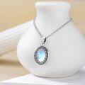 wholesale 925 Sterling Silver Oval Rainbow Moonstone Locket Necklace for Women Gifts-0-2