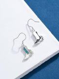 wholesale 925 Sterling Silver Turquoise Cowboy Boots with Flowers Drop Earrings-0-2