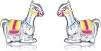wholesale 925 Sterling Silver Colorful Alpaca Stud Earrings Gift for Women Girls Mother's Day Jewelry Accessories-Llama-Llama