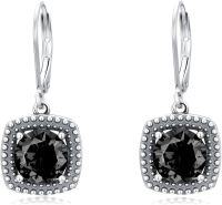 wholesale 925 Sterling Silver with Austrian Birthstone Crystal Elegant Leverback Earrings-Black