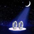 wholesale 925 Sterling Silver & Zircon Star Hoop Earrings for Men Women Couples, 30mm Pentagram Huggie Earrings, Gift for Holidays Graduation Birthday Christmas-0-5