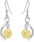 wholesale 925 Sterling Silver Sunflower Dangle Earrings with Infinity Loop You are my Sunshine Inscription Mother's Day Gifts for Women-0-0
