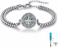 wholesale 925 Sterling Silver Celtic Compass Bracelet for Women with Abalone Shell and Chain Links-Urn