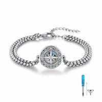 wholesale 925 Sterling Silver Celtic Compass Bracelet for Women with Abalone Shell and Chain Links-Urn