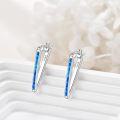 wholesale 925 Sterling Silver Blue Fire Opal Huggie Hoop Earrings for Women -0-2
