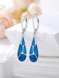wholesale 925 Sterling Silver Blue Enamel Tear Drop Leverback Earrings for Women Gift Ideas-0-22