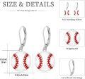 wholesale 925 Sterling Silver Baseball Shape Enamel Sporty Leverback Dangle Drop Earrings for Women and Girls-0-5