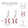 wholesale 925 Sterling Silver Baseball Shape Enamel Sporty Leverback Dangle Drop Earrings for Women and Girls-0-5