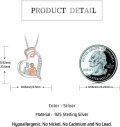 wholesale 925 Sterling Silver Double Heart with Figures and Cubic Zirconia Pendant Necklace  for Women Sisters Moms Friends-0-3