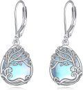 wholesale 925 Sterling Silver Tree of Life Moonstone Drop Earrings for Women-0-0