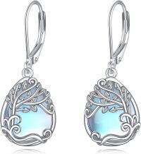 wholesale 925 Sterling Silver Tree of Life Moonstone Drop Earrings for Women-B-Moonstone Tree of Life
