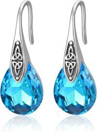 wholesale 925 Sterling Silver Birthstone Celtic Knot Dangle Earrings Women s Jewelry Gift-03 Mar